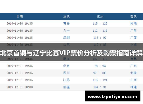 北京首钢与辽宁比赛VIP票价分析及购票指南详解